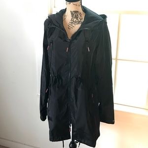 Superdry black thin parka jacket